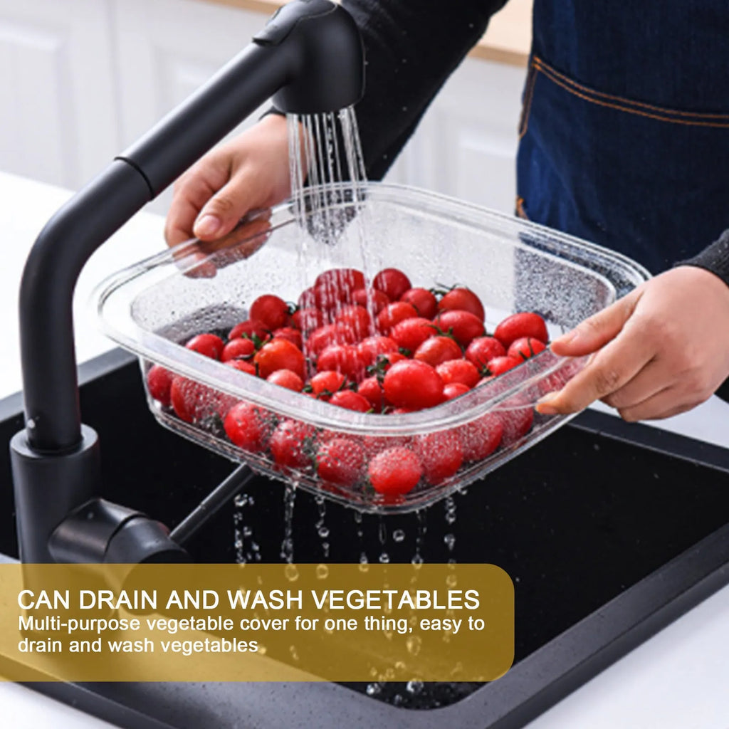 Plastic multi-layer dish cover in white with temperature display on dining table