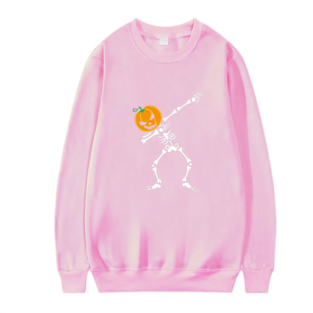 Women's printed crew neck long sleeve top in polyester cotton fabric for autumn winter sports leisure wear