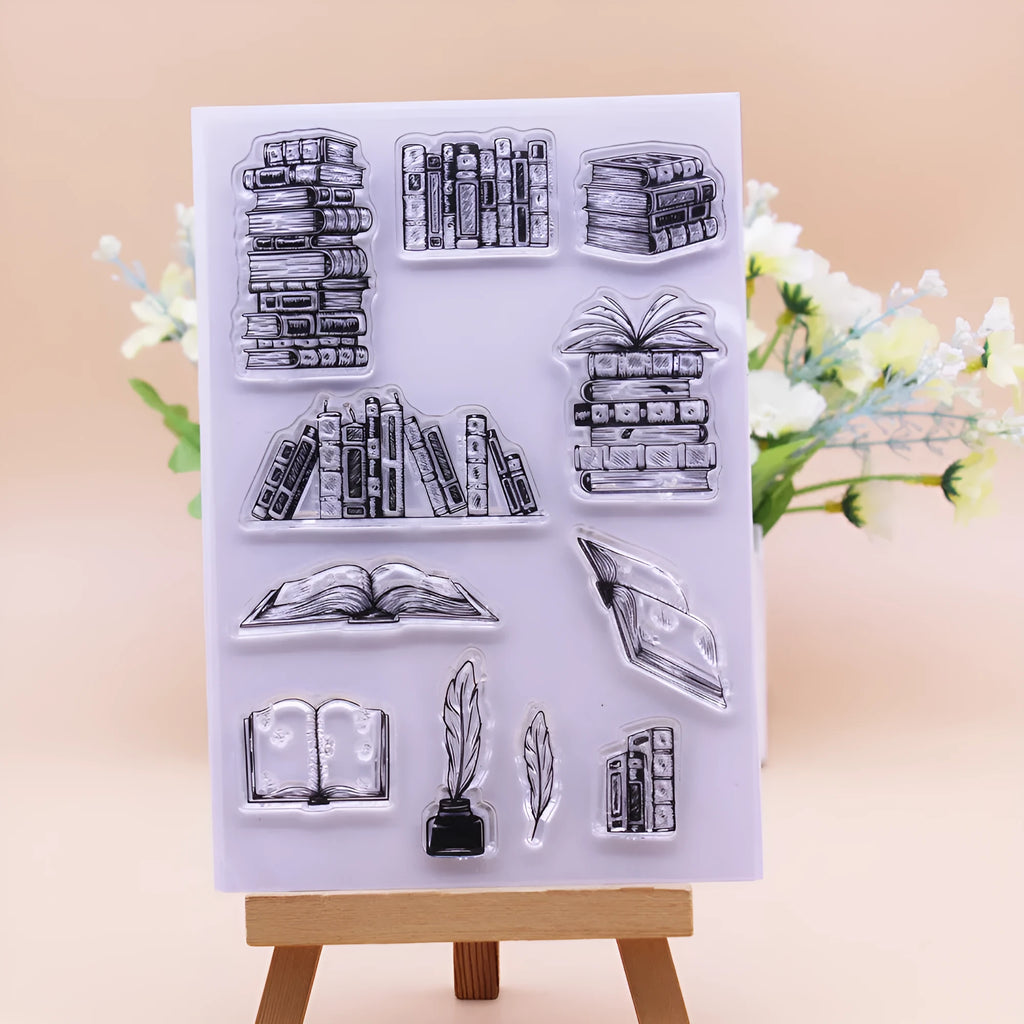 White silicone stamp with seal pattern measuring 11 by 16 cm with transparent self-adhesive backing