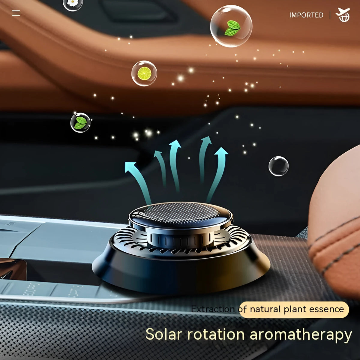 Black electromagnetic solar car de-icing device with aromatherapy function measuring 84mm