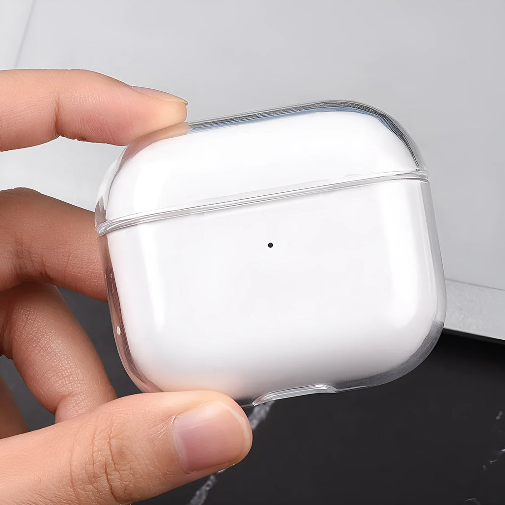 Transparent PC hard shell case for AirPods 2 3 Pro 1 charging box, 1.8mm thick, clear