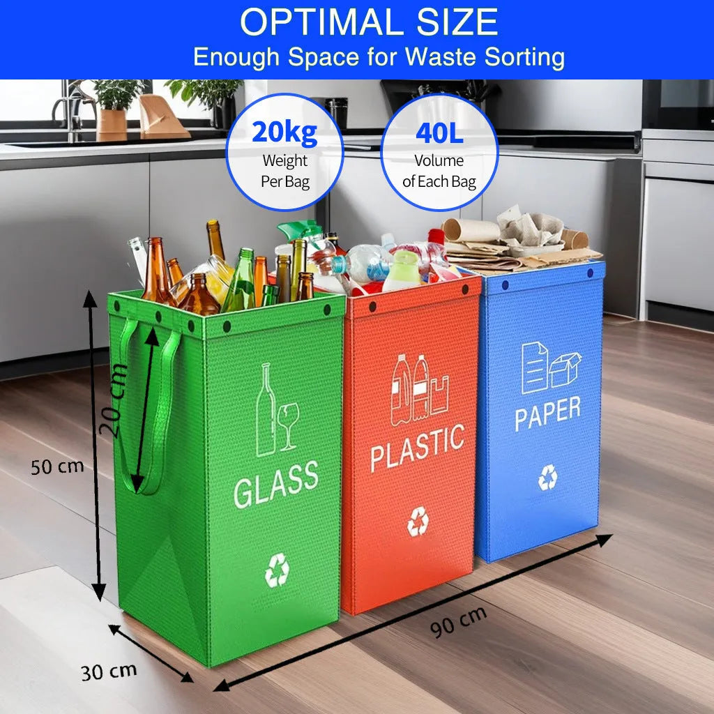 Blue 40-litre PP plastic handbag-style garbage classification bin for waste sorting.