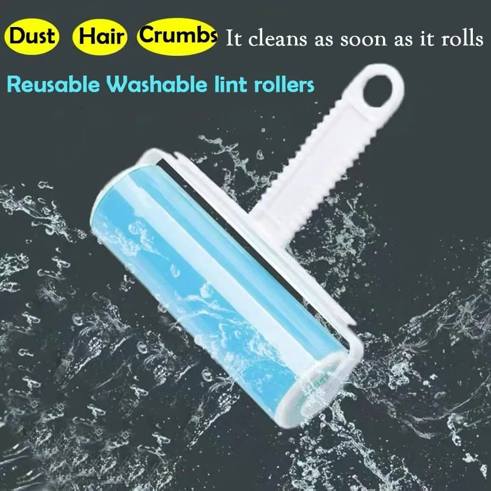 Washable reusable lint roller for pet hair removal in blue, green, pink or yellow