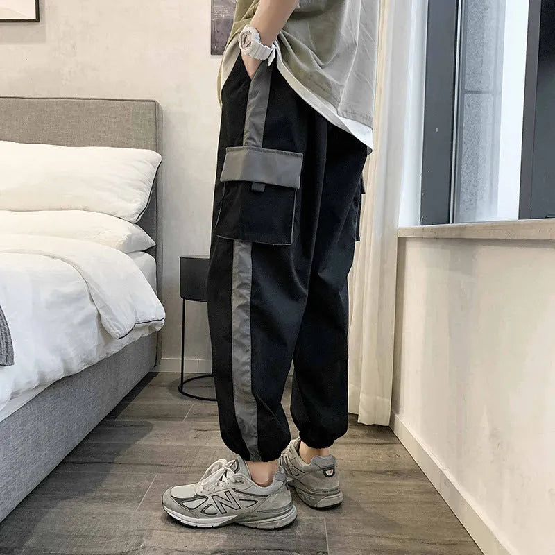 Men's loose plus size casual jogger pants in cool silk cotton blend with drawstring waist