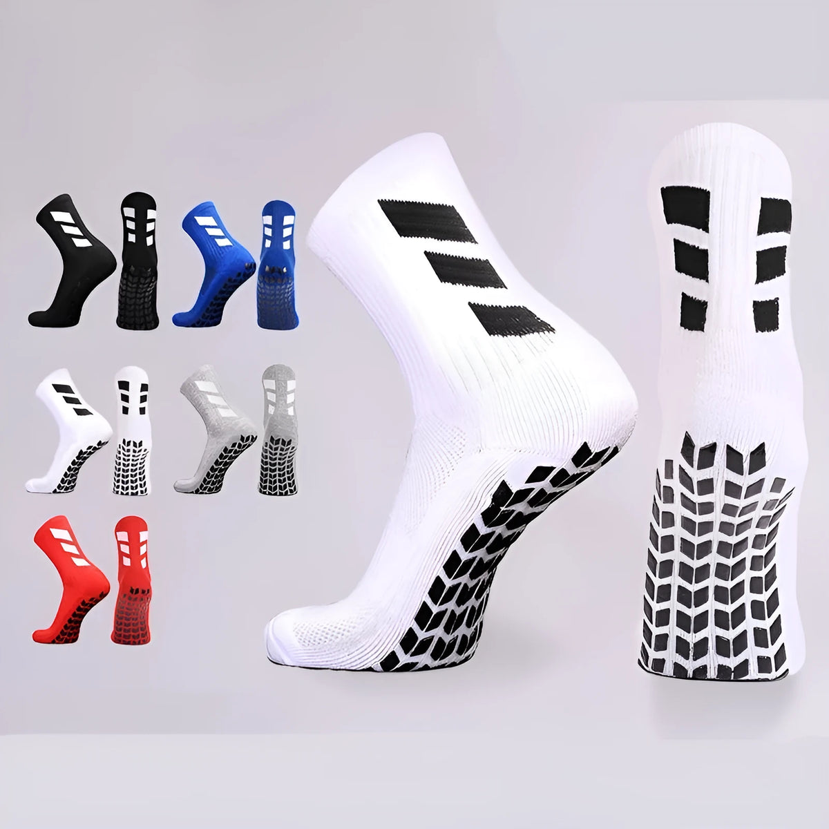 Non-slip sweat absorbing football socks, adult 39-45, middle calf, polyester cotton, five colours