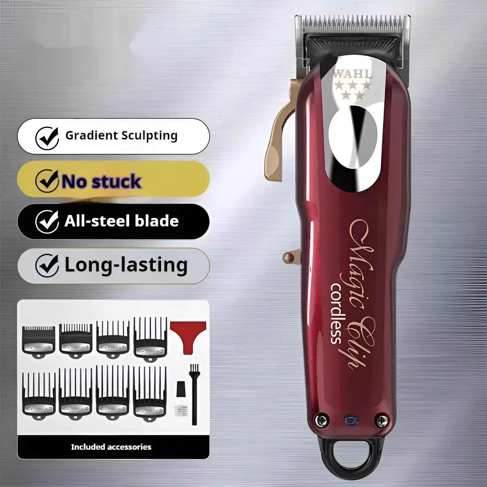 Charging hair clipper with stainless steel cutter head for adult and children's haircuts