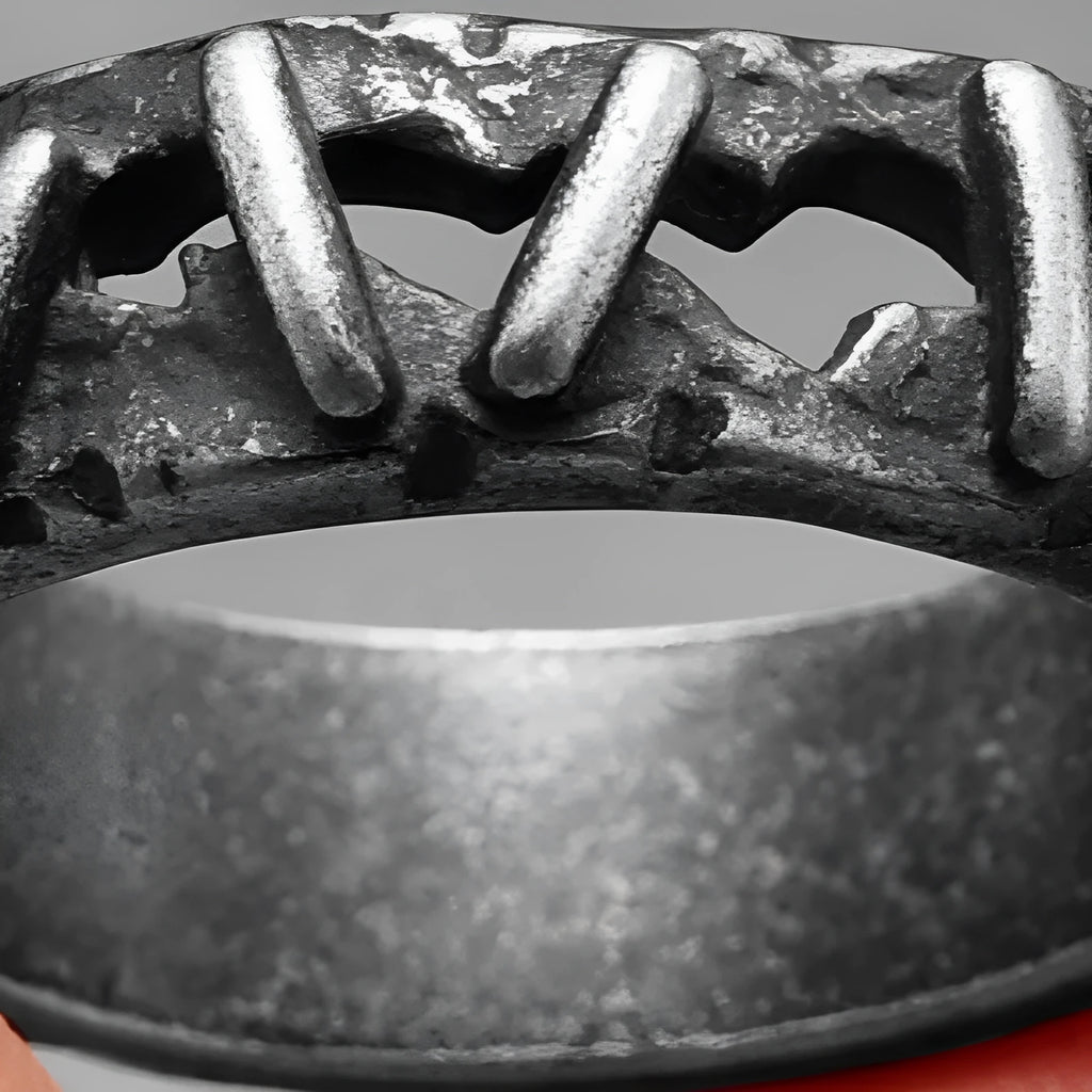 Stainless steel double ring with dark punk stitching design in various sizes