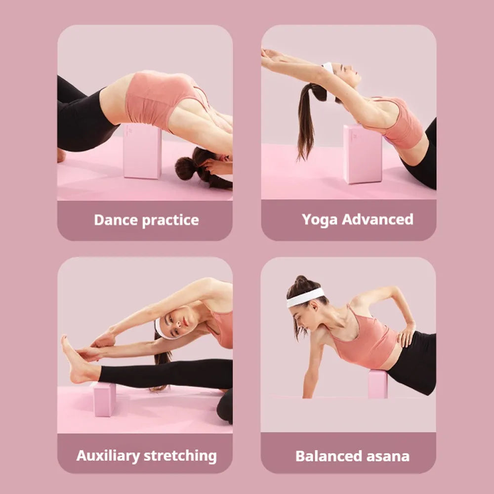 Solid colour EVA foam yoga block with grip ridges for exercise support