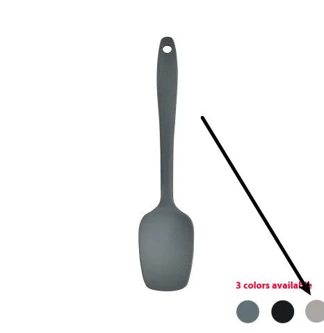12-piece silicone kitchen utensil set with rotating storage bucket in black, includes spatula, ladel, and cooking tools