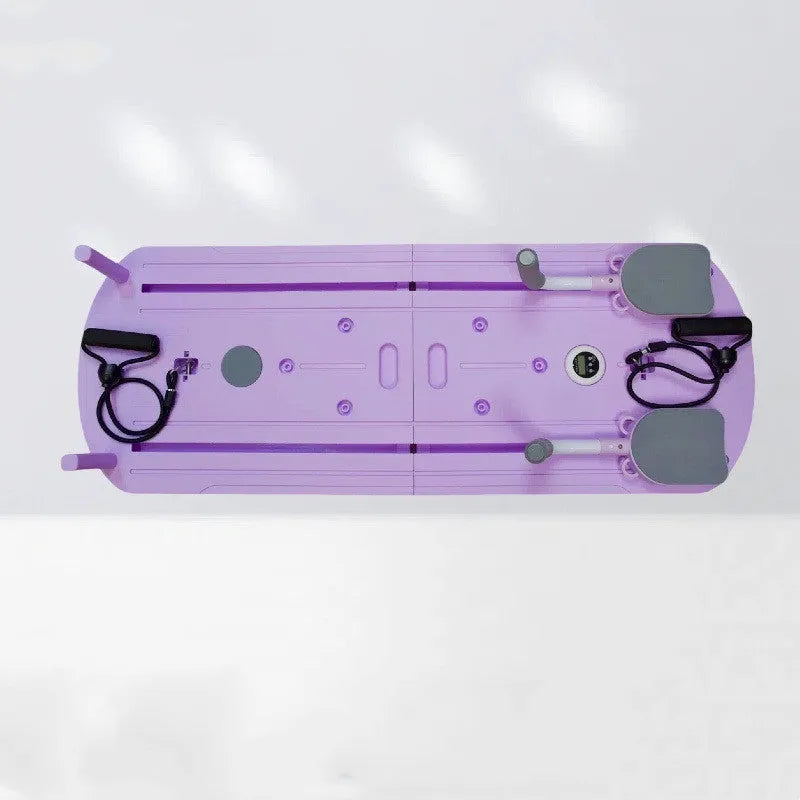 Multi-functional supine board wheel equipment in dark violet or pink with one healthy belly plate for core training.