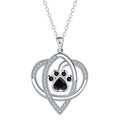 Dog and cat paw prints necklace with copper pendant on cross chain