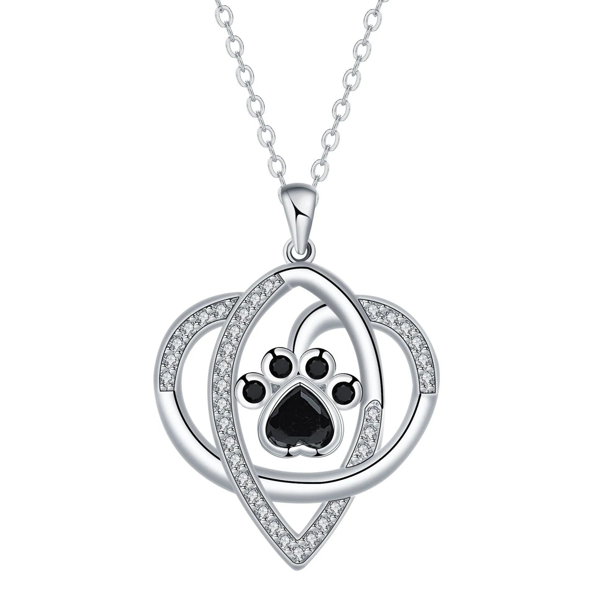 Dog and cat paw prints necklace with copper pendant on cross chain