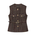 Women's polyester vest with belt texture in animal print pattern for casual wear