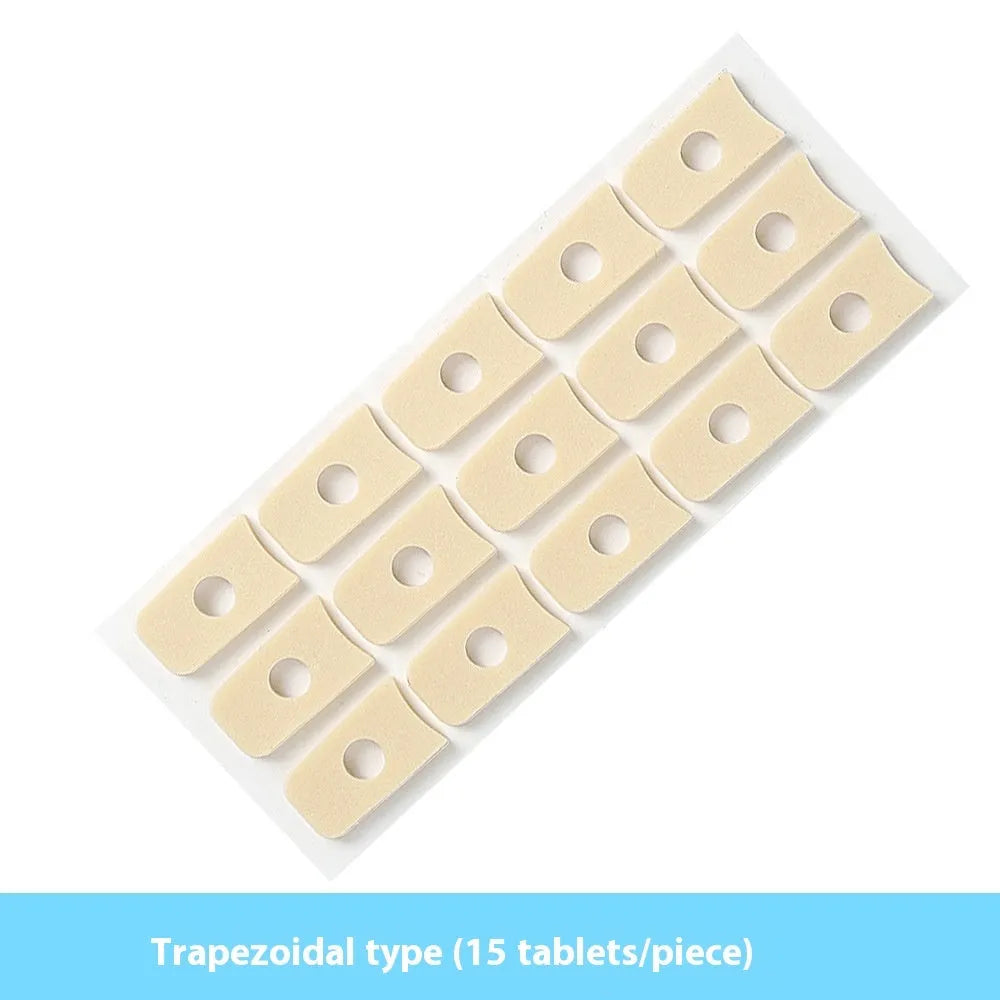 Women's lightweight PU protective toe pads showing four shapes: large oval, small oval, U-shaped, circular section