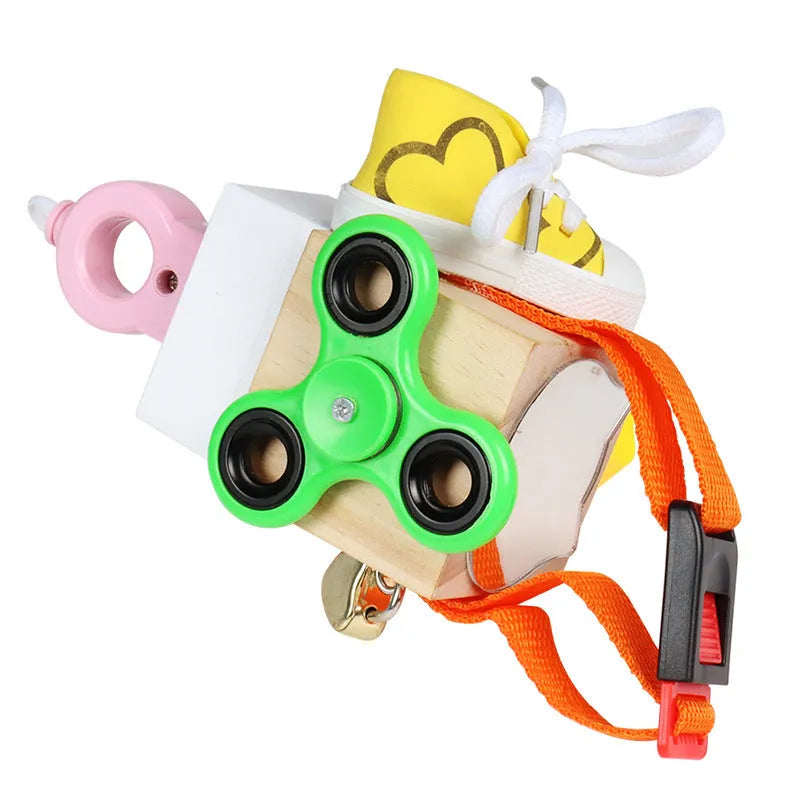 Wooden busy house educational toy for children ages 4-6, available in Classic, Life Style, Mini, and Music Style