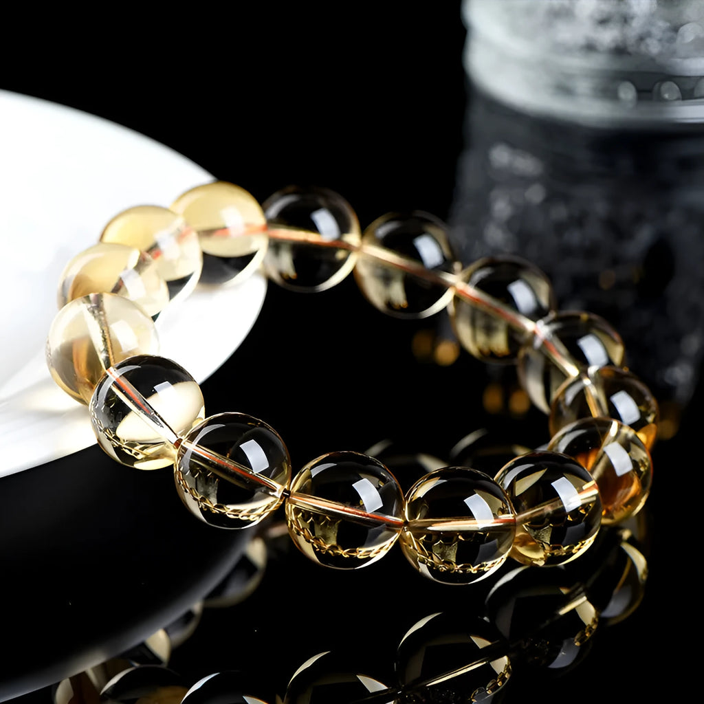 Natural citrine scattered beads bracelet showing 7A and 6A grade polished stones in original design