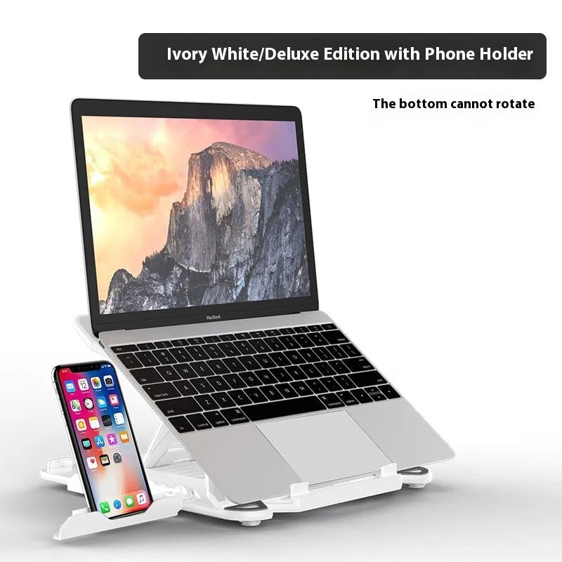 ABS plastic laptop cooling bracket in black or white with adjustable height design