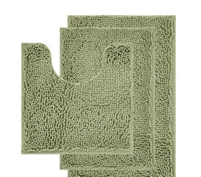 Chenille long hair U-shaped three-piece bathroom toilet carpet set in modern simplicity style