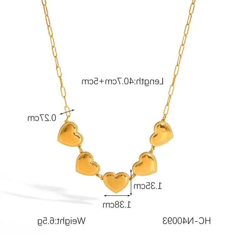 Stainless steel heart necklace with electroplated finish in HC-N40093 colour