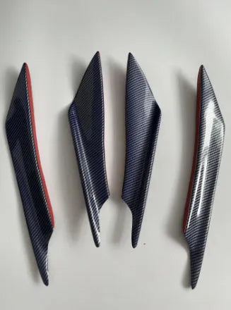 Set of four carbon fibre pattern ABS bumper blade spoilers for car modification