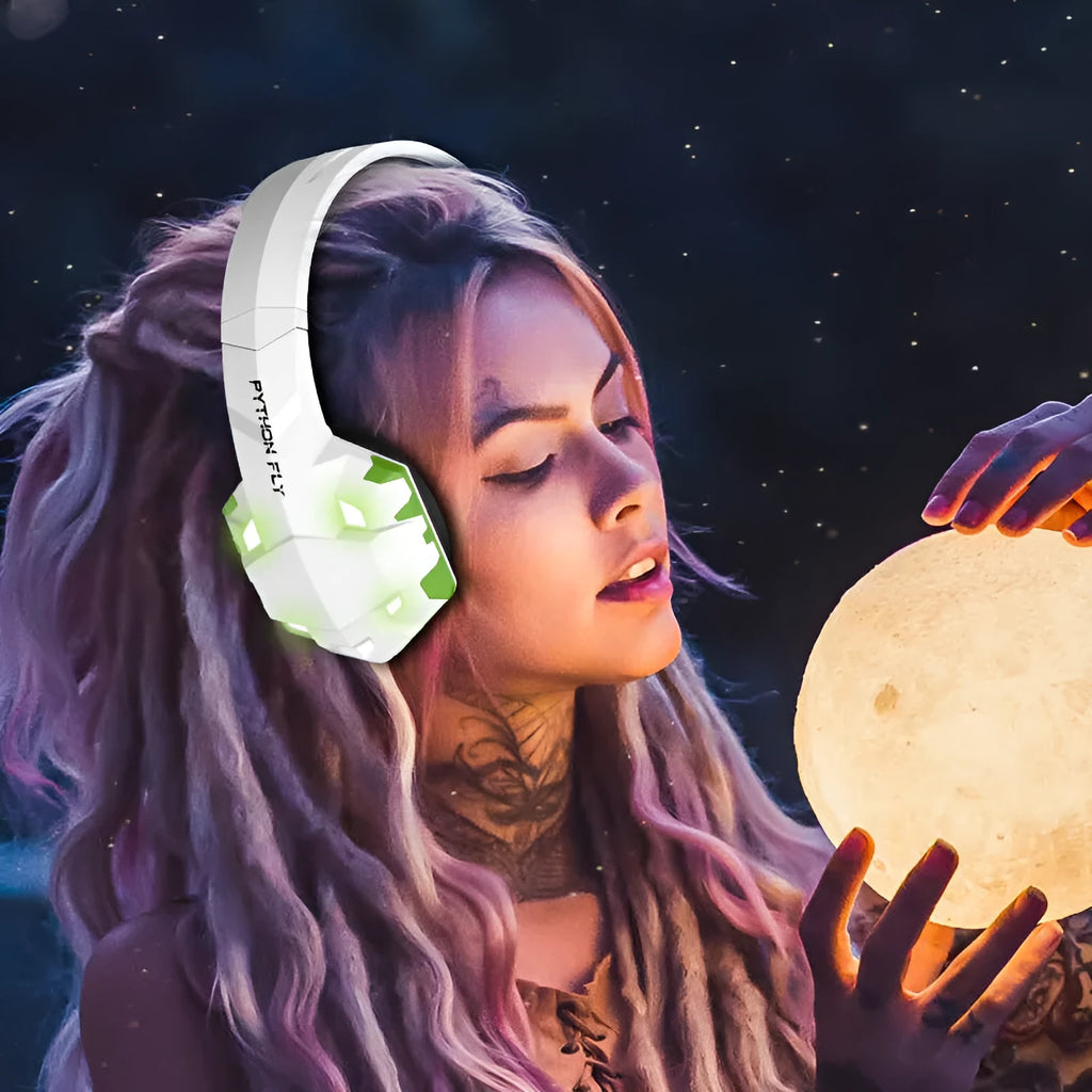 Wired gaming headset with microphone and breathing LED lights in multiple colour options