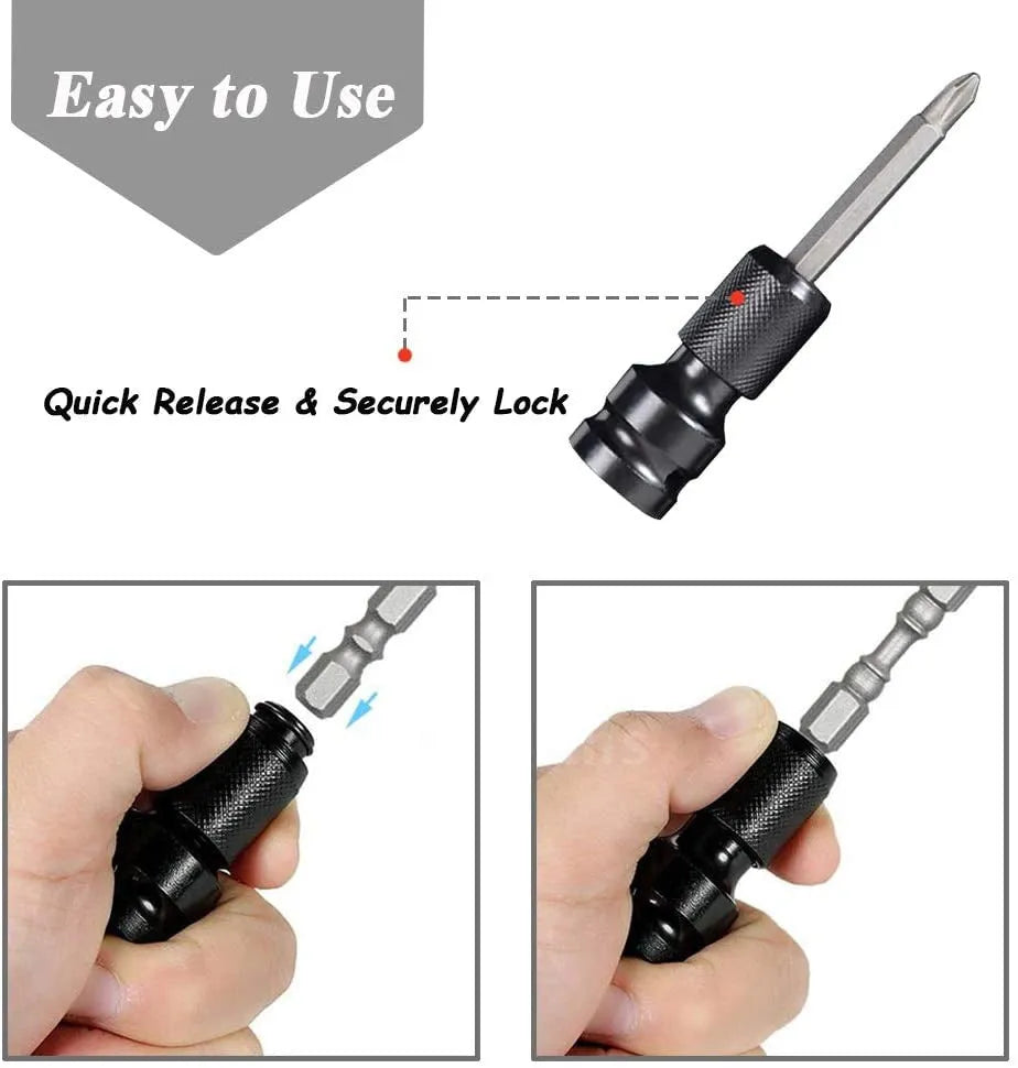 No. 45 steel 1/2 to 1/4 scaling bit holder with telescopic sleeve and O-ring bolt
