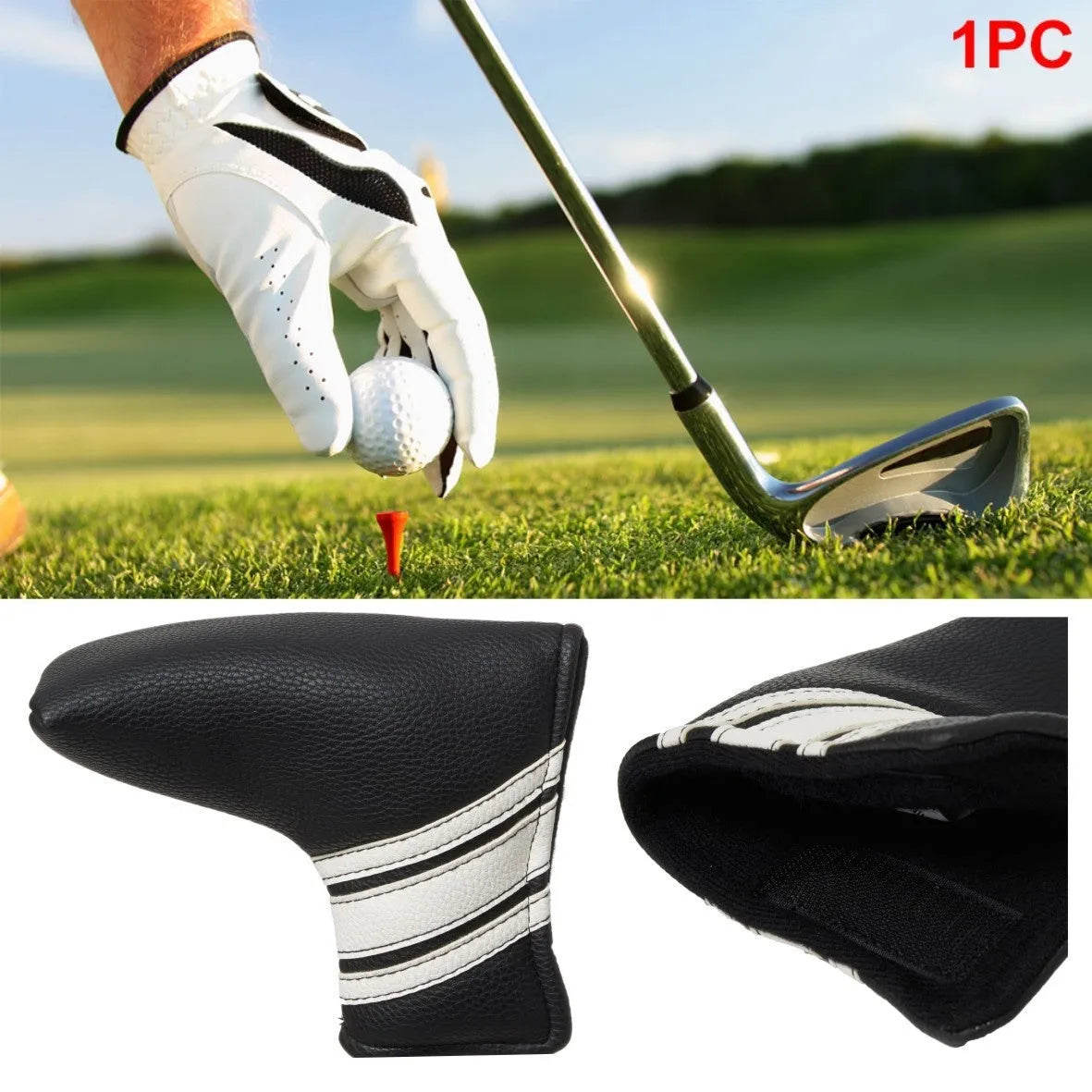 Black PU leather golf push rod cover for protecting club shafts