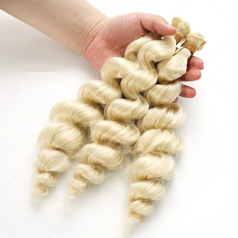 Golden blonde chemical fibre wig in three length options for women