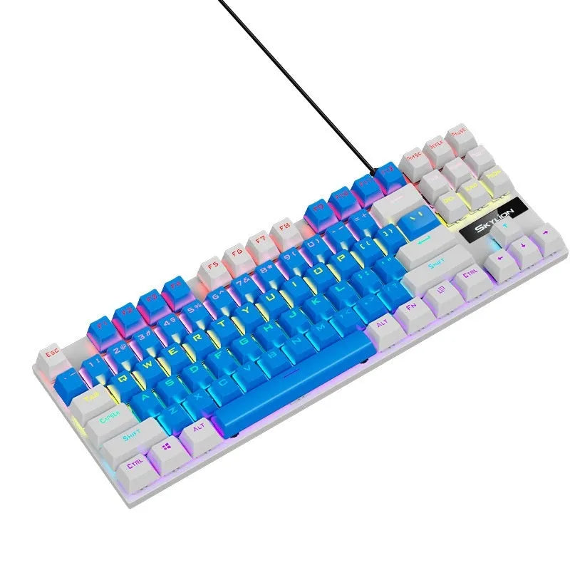K87 mechanical wired keyboard with metal frame, 1.4m cable, shown in selected colour with Green or Red switches.