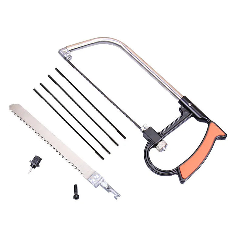 Alloy steel hand saw set with seven interchangeable blades and handle