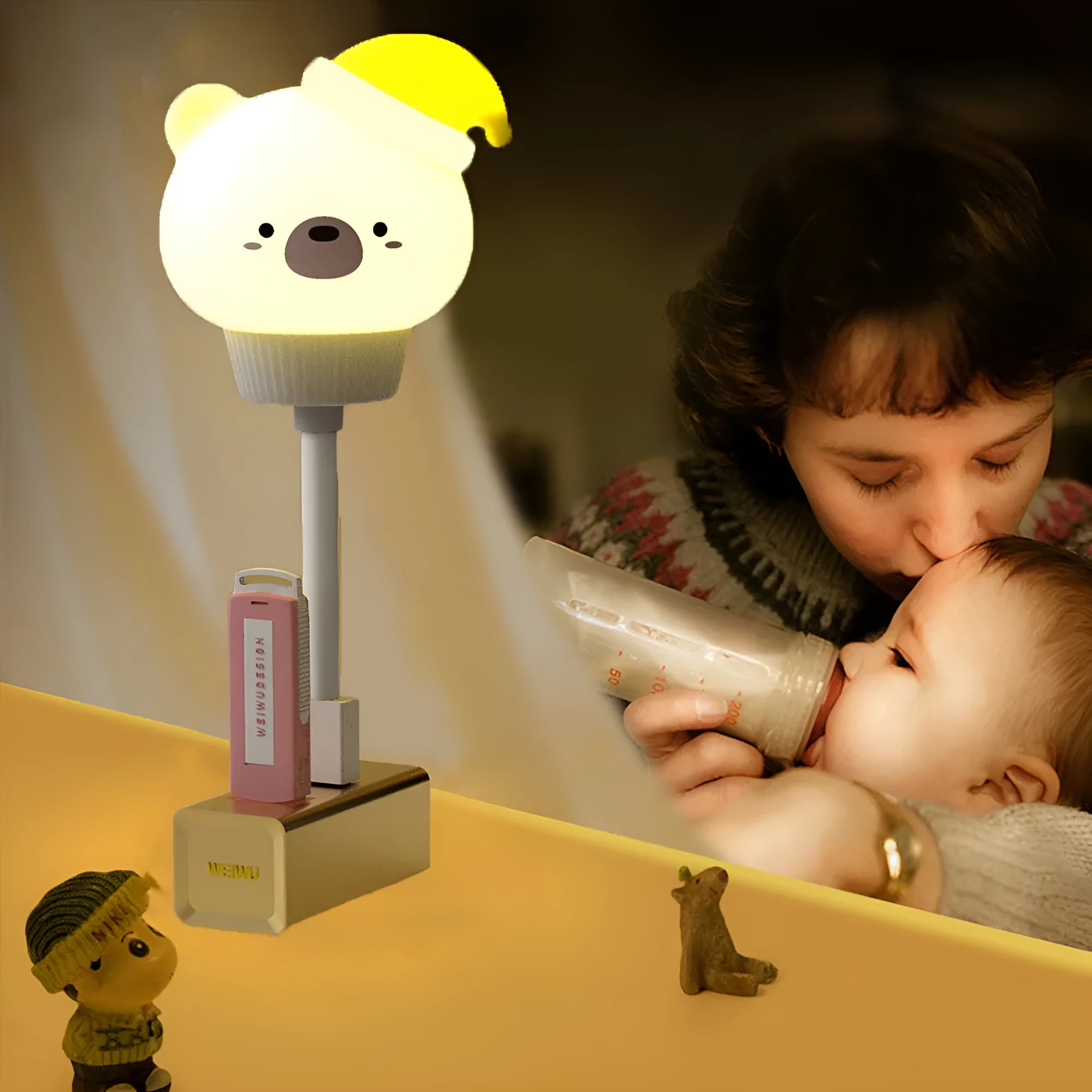 USB portable LED night light in cartoon bear, rabbit, duck or kitten design with remote control