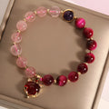 Women's strawberry crystal bracelet with elastic rope measuring 18cm in simple design