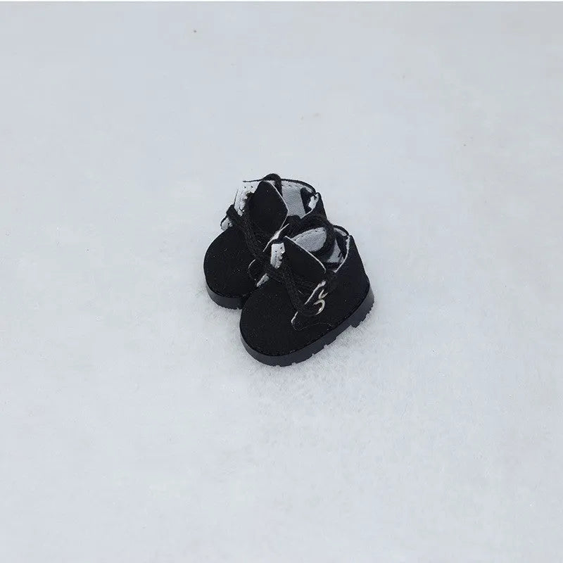 17cm doll replacement shoes in multiple colours including black boots, pink heels, and white leather shoes