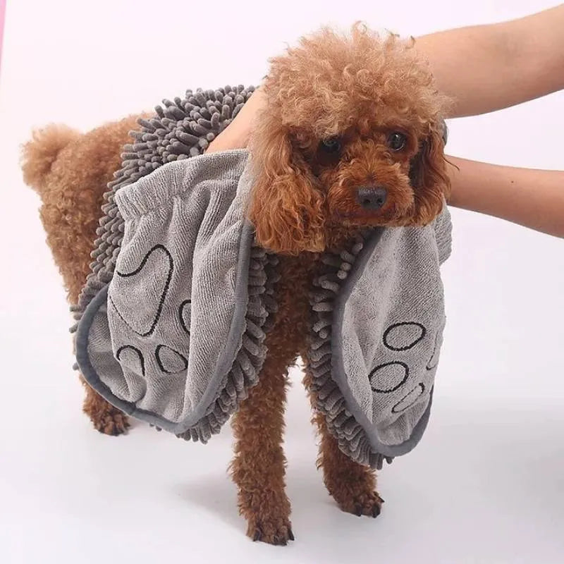 Blue quick-dry microfiber pet bath towel measuring 62 by 23 cm for dog and cat drying