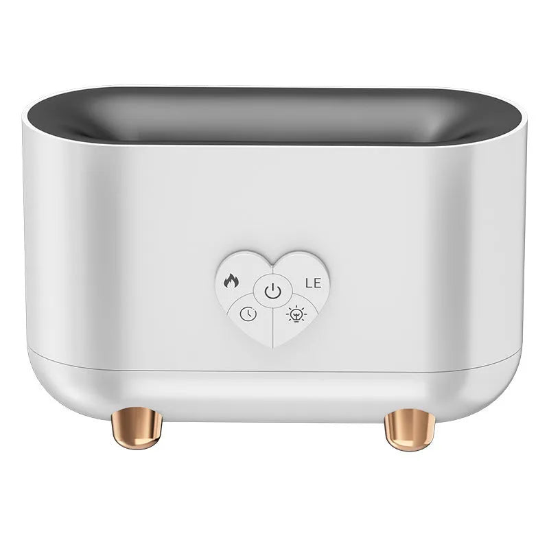 Creativity simulation fire love flame humidifier in white with USB cable and remote control
