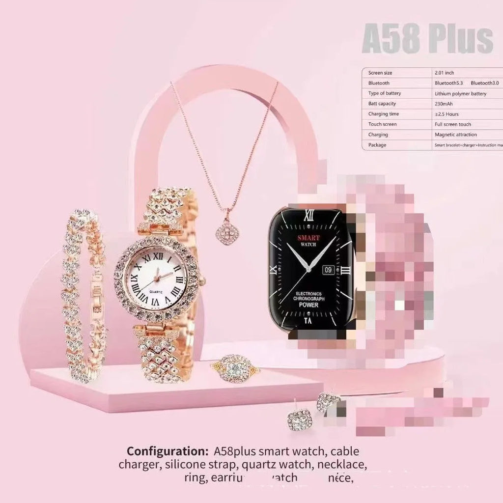 A58Plus smart watch in black on wrist showing time display, with Bluetooth calling and long battery life features.