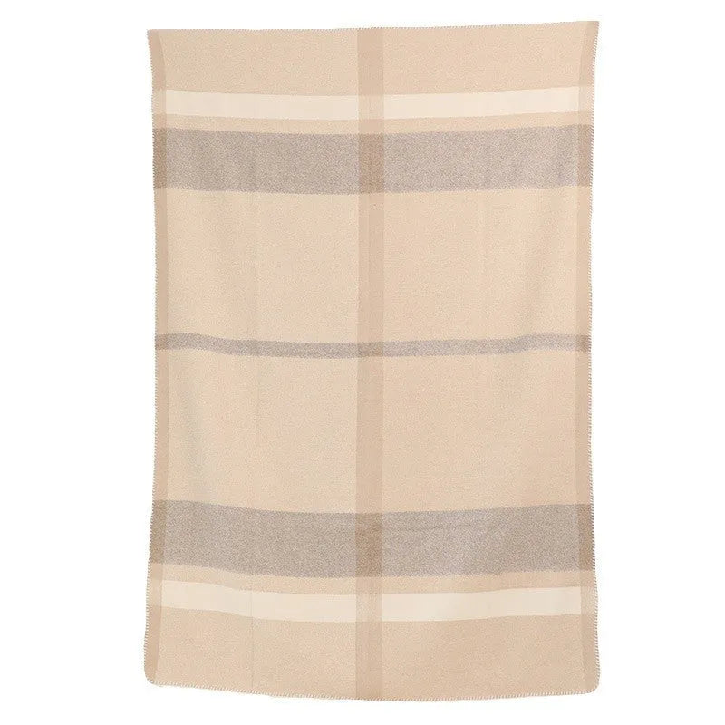 Wool jacquard twill striped camping rug blanket in Carbon Black without belt, modern simplicity style
