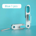 Portable pet water bottle with foldable silicone drinking bowl in blue colour