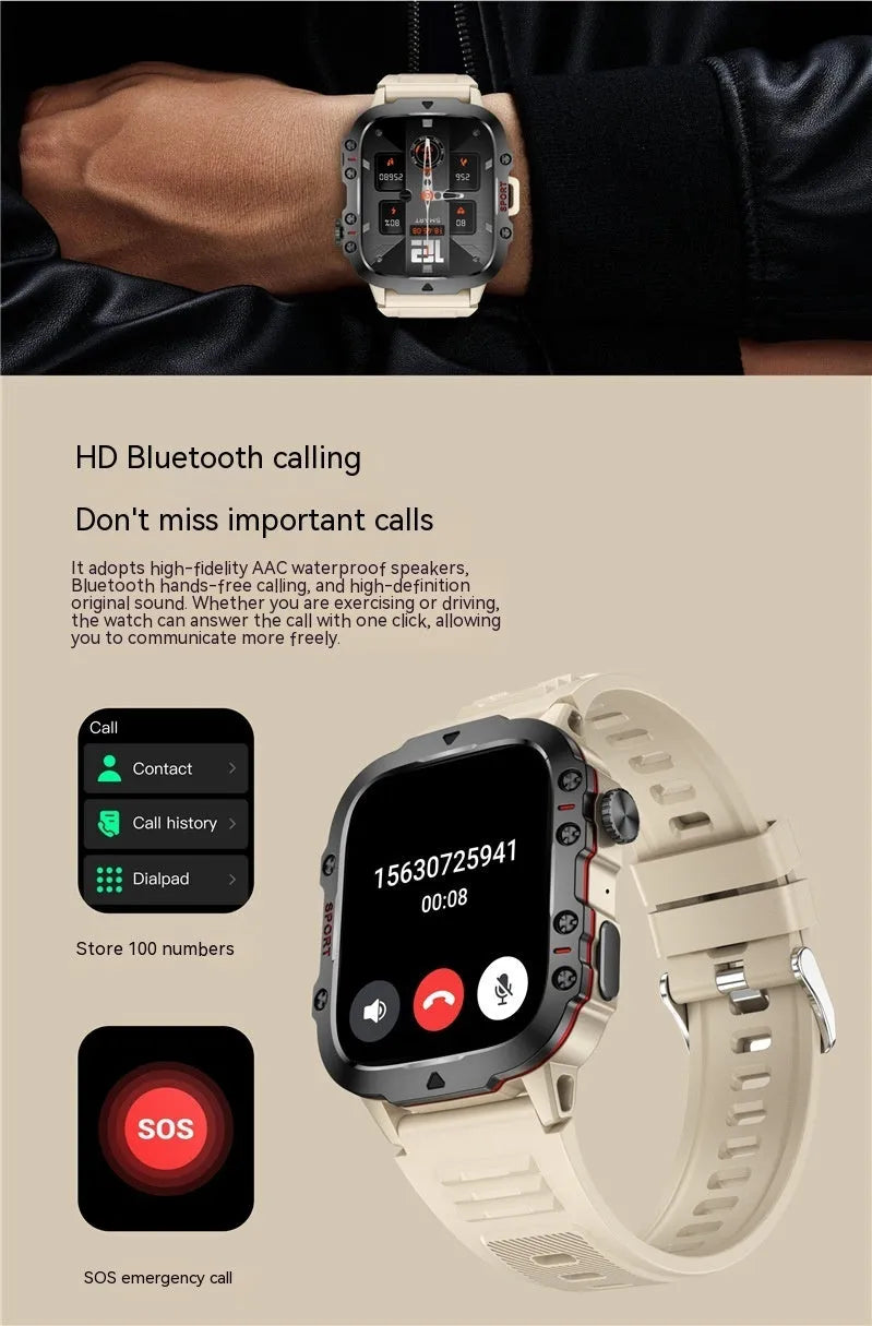 QX11 Smart Bluetooth Watch in black or khaki with TFT screen showing fitness stats