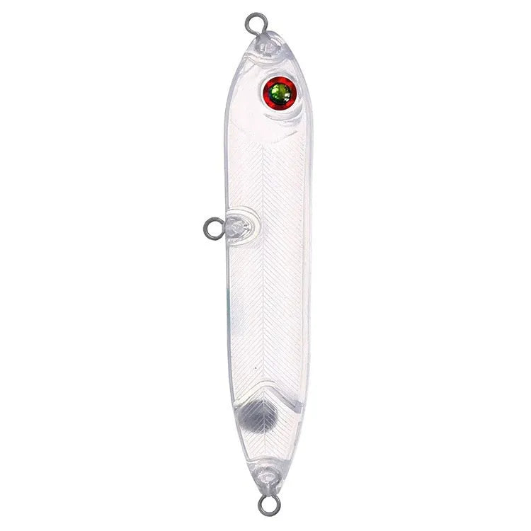 9.5cm transparent blank fishing lure body with 7mm fish eye for DIY customisation