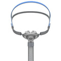 Ventilator nasal pillow mask components with silicone cushion and plastic headband