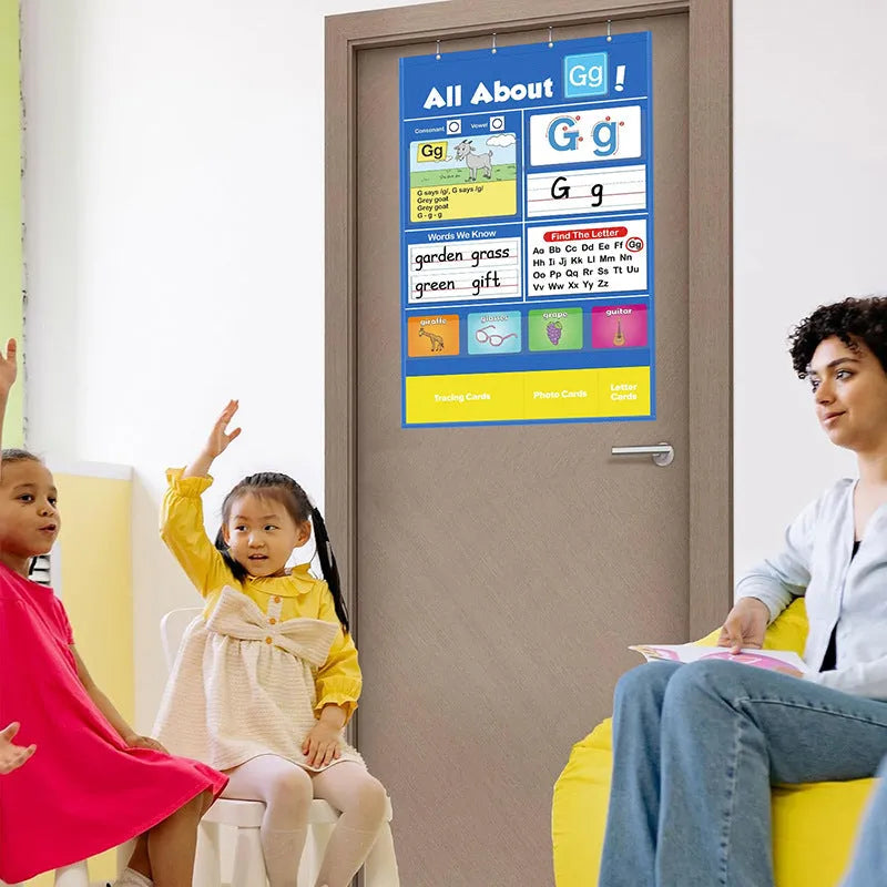 Children's alphabet learning chart with word cards, letter cards, picture cards and educational songs
