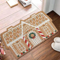 Christmas-themed hallway mat with festive patterns including Santa Claus design and non-slip bottom
