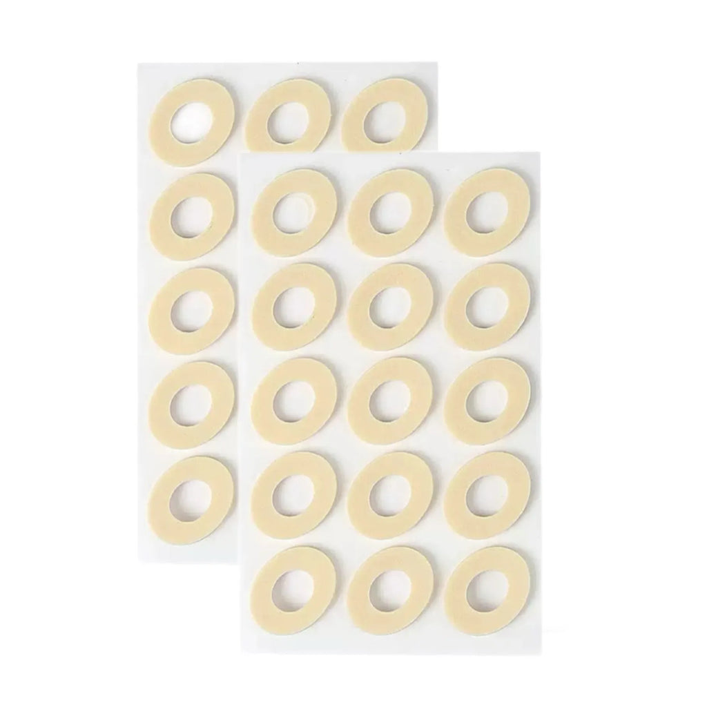 Women's lightweight PU protective toe pads showing four shapes: large oval, small oval, U-shaped, circular section
