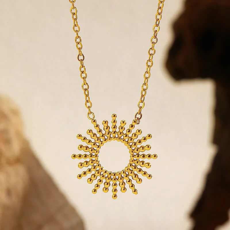 Sunflower Series gold geometric chain necklace and bracelet jewellery set for women