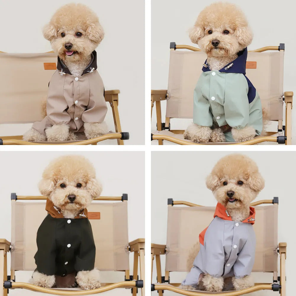 British style waterproof polyester jacket for small and medium sized dogs in multiple colours