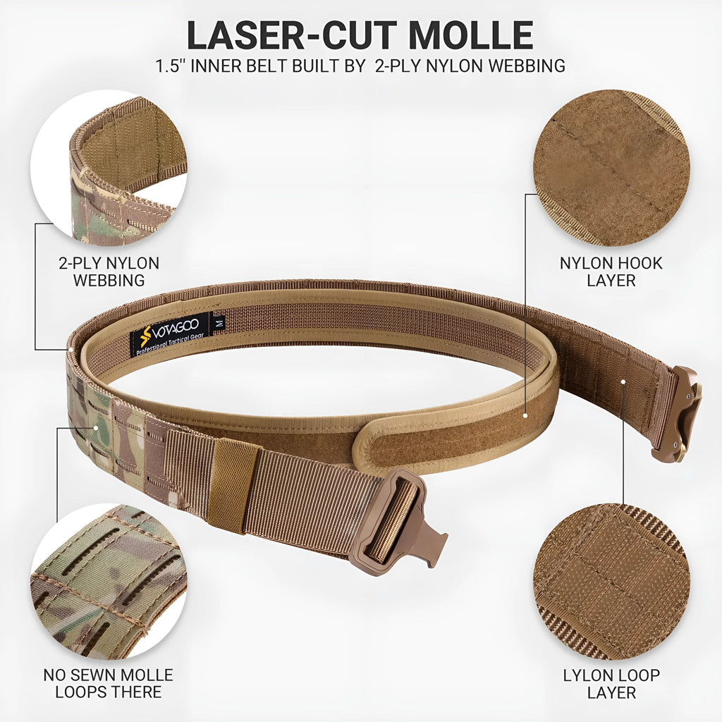 VOTAGOO army-style quick-release tactical belt in CP camouflage with alloy buckle on nylon webbing.