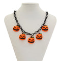 Halloween ghost pumpkin necklace with acrylic pendant in mixed colour 06705 on plastic chain