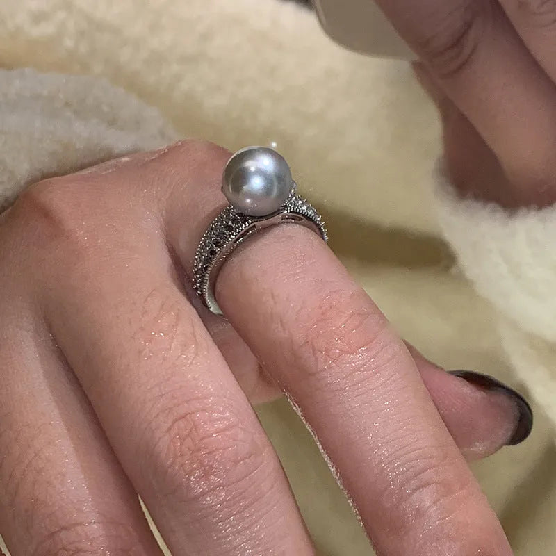 Adjustable open copper ring with geometric design for women's jewellery