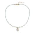Cold Wind Design conch white bead necklace with mother pearl shellfish pendant